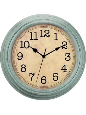 12” Retro-Style Analog Wall Clock in Teal